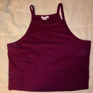 Spaghetti strap maroon crop top